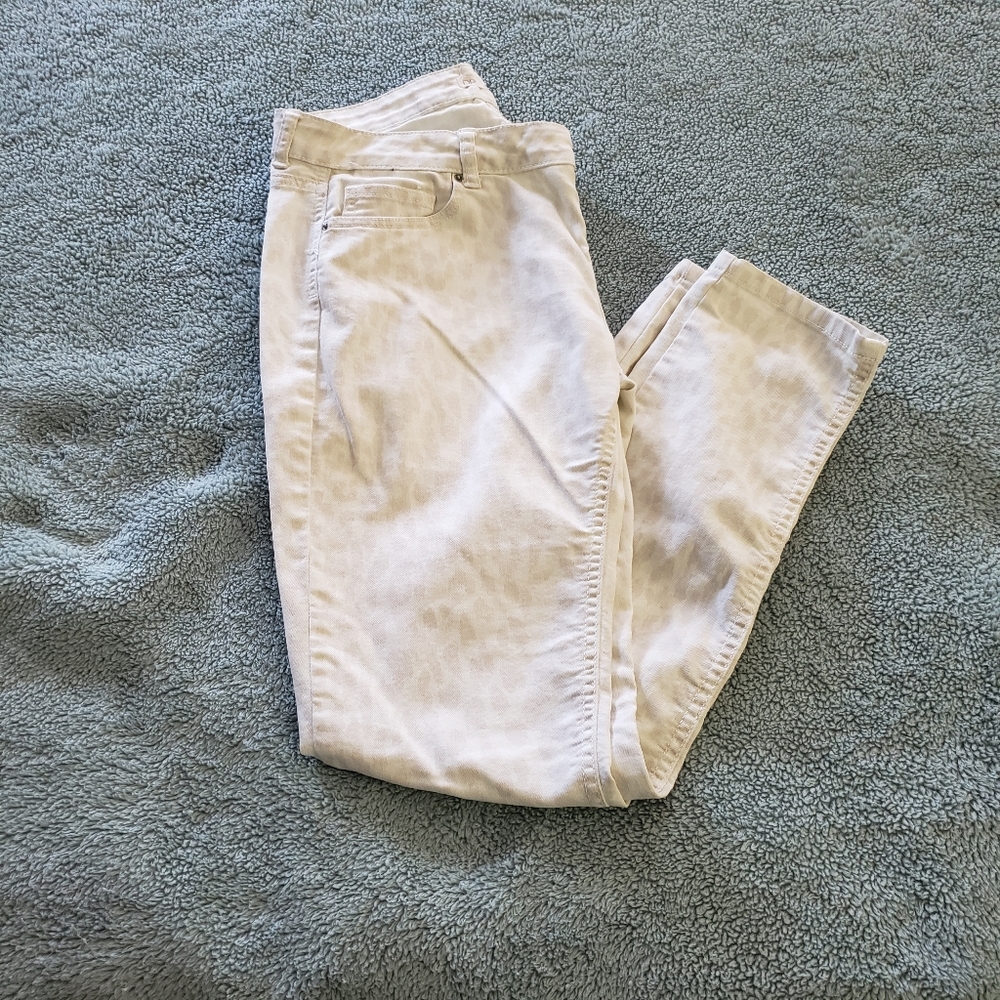 DOROTHY PERKINS White Animal Print Skinny Jeans